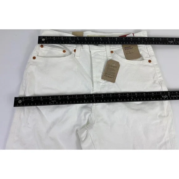Levi's Wedgie Straight White Jeans Womens 30x28 High Rise Stretch Denim - Picture 10 of 15